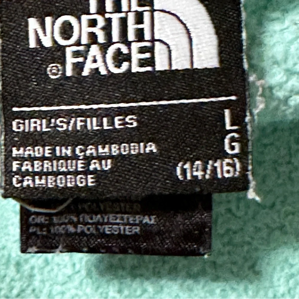 The North Face Osito Fleece Green Jacket Girls Full Zip‎ Up Fleece Fuzzy Size L